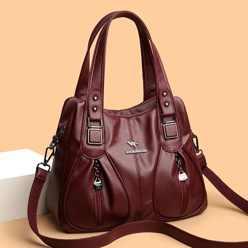 Genuine Brand Top Quality Soft Leather Casual Tote Bags for Women Handbag Luxury Female Shoulder Crossbody Sac Winter Style Bag