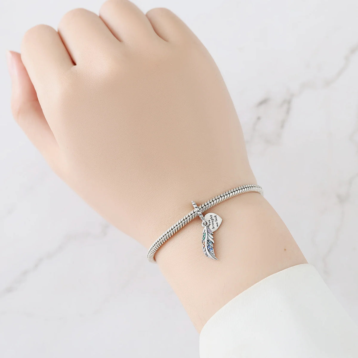 925 Sterling Silver Two-tone Symmetrical Angel Wing Pendant Necklace for Women Lucky Symbol Original Jewelry Party Couple Gift