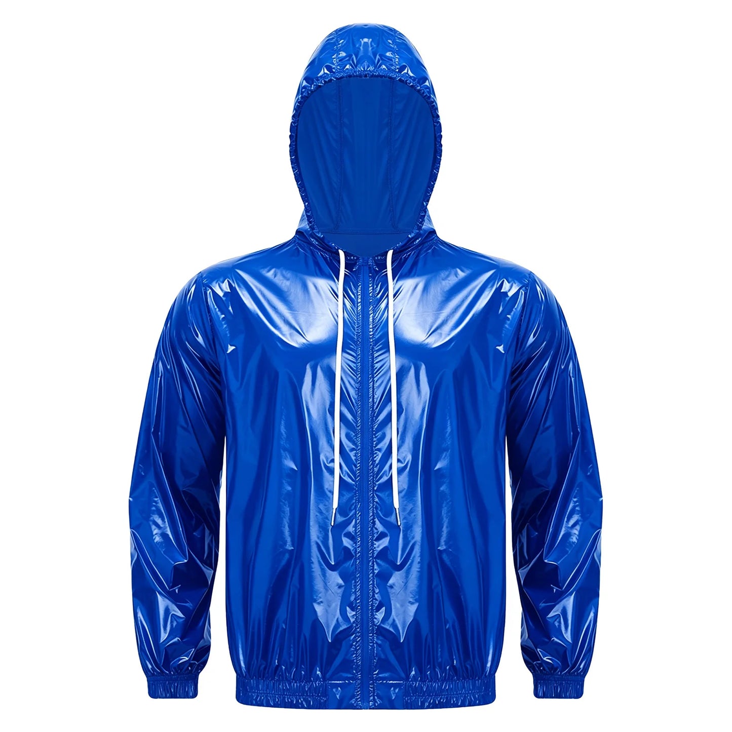 Men Waterproof Hooded Trench Jacket Long Sleeve Hood Outerwear Windbreaker Raincoat fo Hiking Fishing Biking Thermal Windbreaker