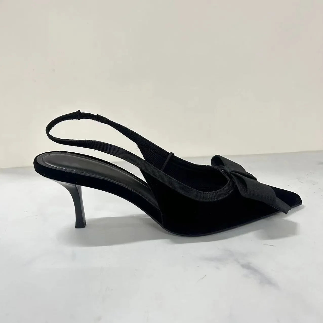 NEW Butterfly-knot Pointed Toe Brand Mules Pumps Women Fashion Elegant Slingbacks Dress Shoes Design Thin Heels Sandals Women