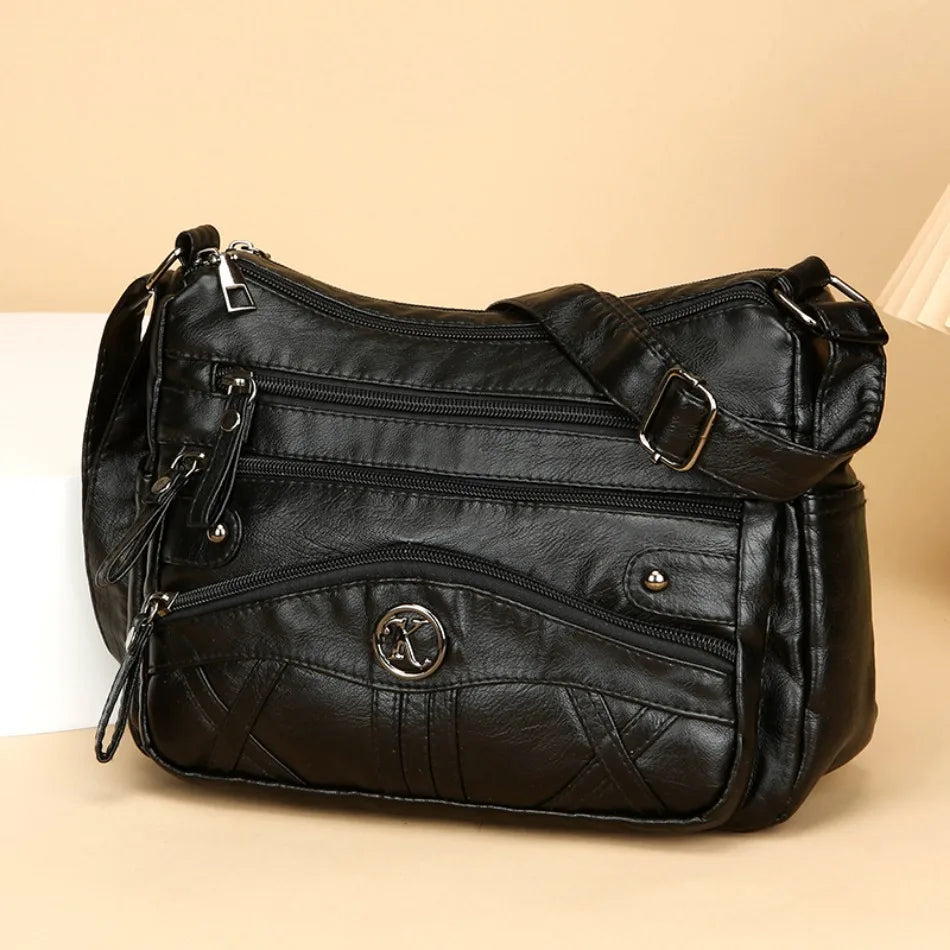Retro Soft Leather Multi Pocket Single Shoulder Crossbody Bag High Quality Women's Bag Luxury Designer Purses and Handbags 2025