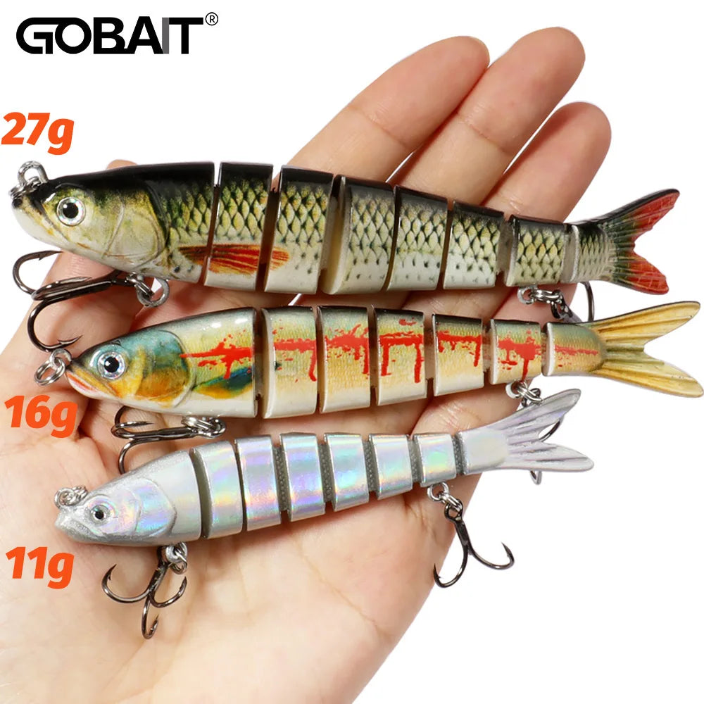 Swimbait 11g 16g 27g Joint Bait Slow Sinking Bionic Fish Swimming Pesca Bass Treble Hook Carp Fishing Tackle 8 Segment Hard Lure