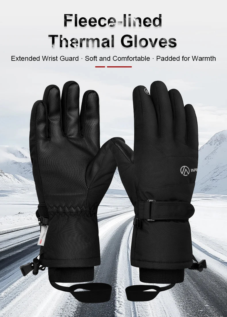 INPAKO thickened men's and women's professional ski gloves windproof winter warm snow gloves snowmobile five-finger gloves