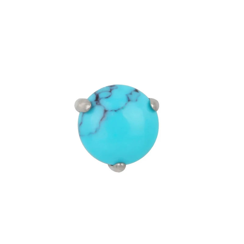 10Pcs G23 Titanium Piercing 3.5mm Natural Stone Ball Ear Nail Lip Stud Tongue Studs Accessories Body Piercing Jewelry Wholesale