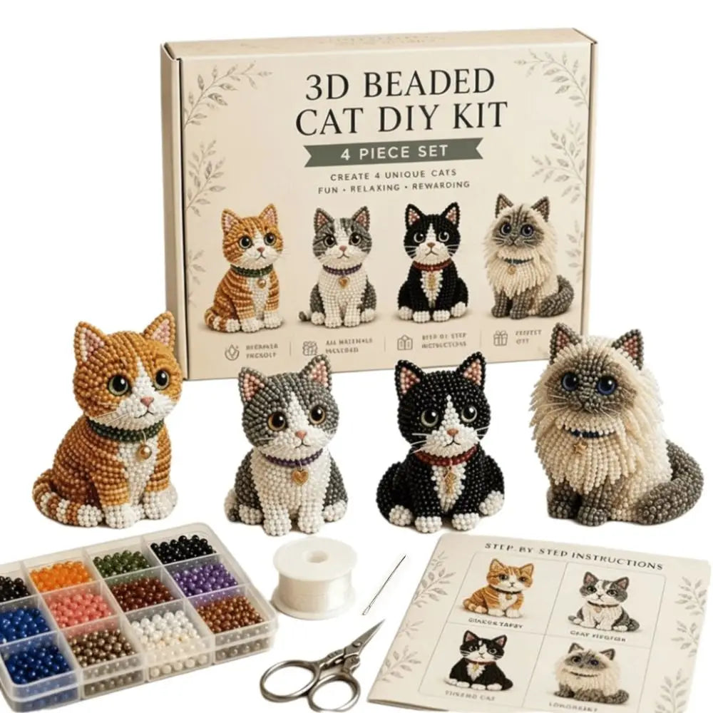Tiny Beads 3D Beaded Animal Kit Cute Design Animal Shape Handmade Bead Art Kit Creative Craft DIY Bead Craft Kit