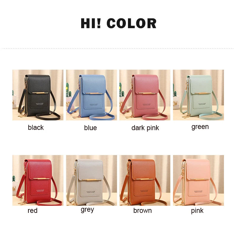 Women Crossbody Shoulder Bags Wallets Touch Screen Cell Phone Bag Soft Leather Strap Handbag for Female Luxury Messenger Bags