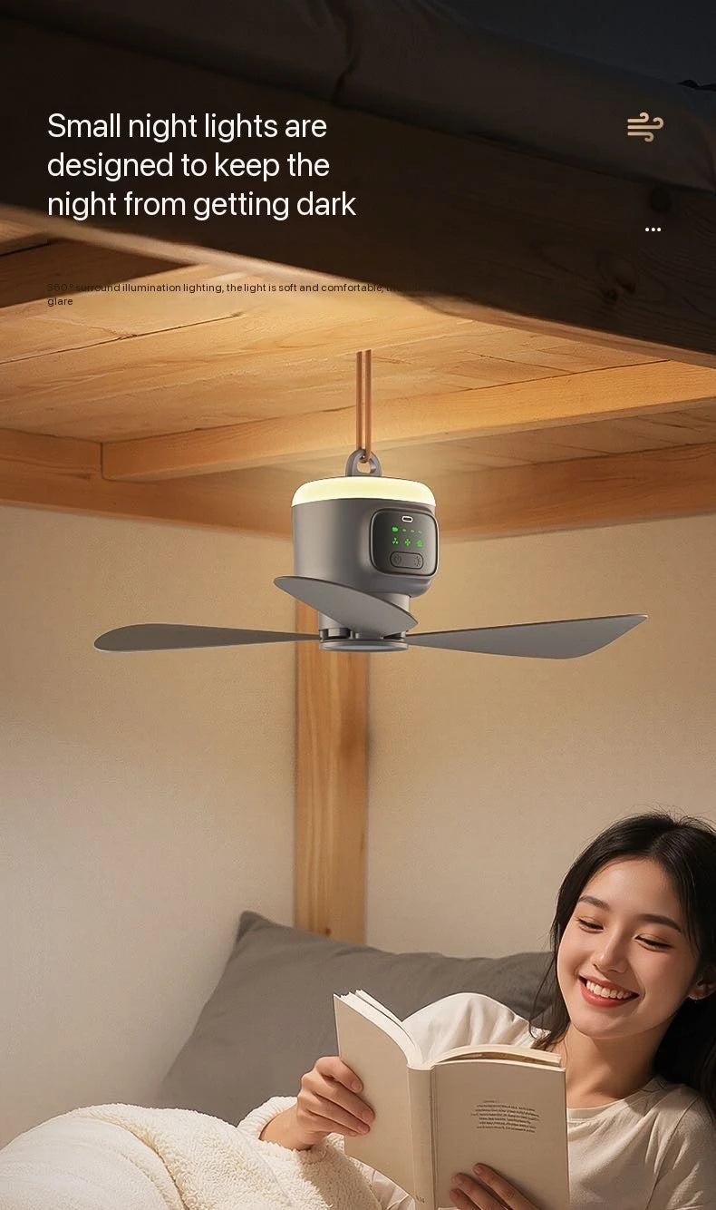 Remote Control Large Size Ceiling Fan USB Wireless Cooling Fan 12000\8000mAh Portable LED Night Light Camping Fan Ceiling Fan