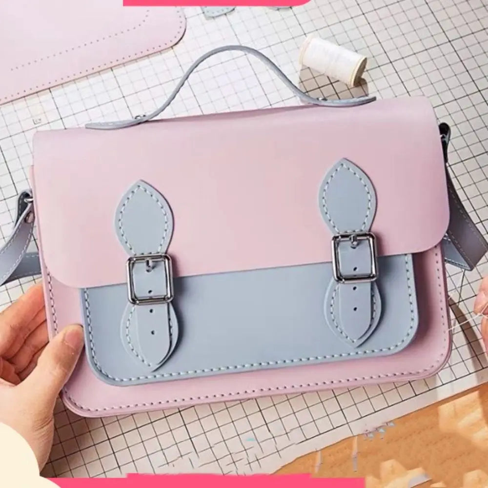New PU Leather DIY Material Bag DIY 10 Colors Shoulder Crossbody Bag Hand-stitched Self-made Bag Women