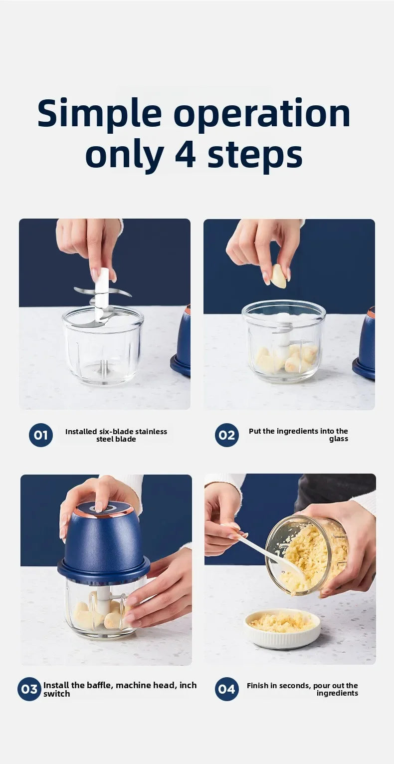 TINSOL 350ML Food Chopper Electric Meat Grinder Garlic Masher USB Multifunction Slicer Blender Kitchen Food Processor