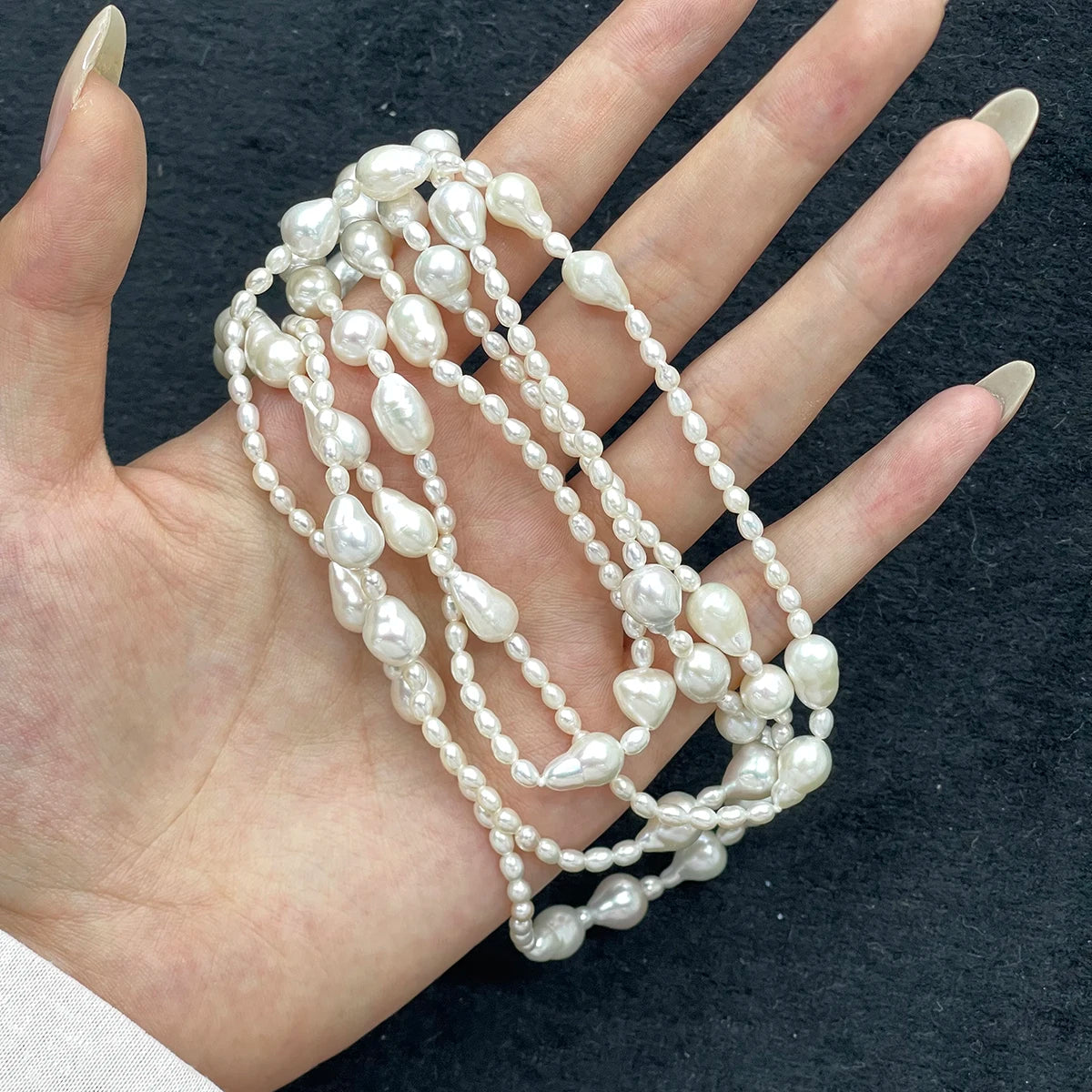Pearl Chain Jewelry Natural Freshwater Pearl Long Sweater Chain 1.2m For Women Girl Christmas Holidays Gifts