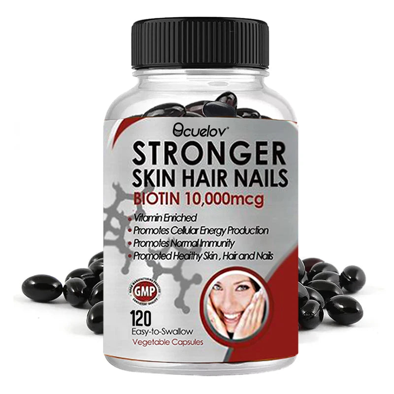 Biotin 10000 mcg - Hair Skin Nails Vitamins for Women & Men, Supports Hair Growth, Glowing Skin & Strong Nails, Metabolism