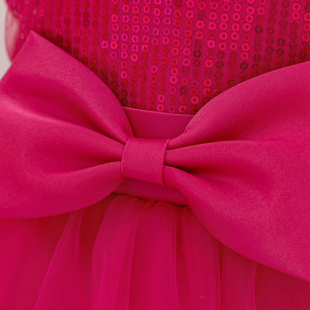 Toddler Sequin Baby Girl Party Dresses Bow Princess Dresses for Girl 1st Birthday Baptism Baby Dress Tutu Lace Wedding Prom Gown