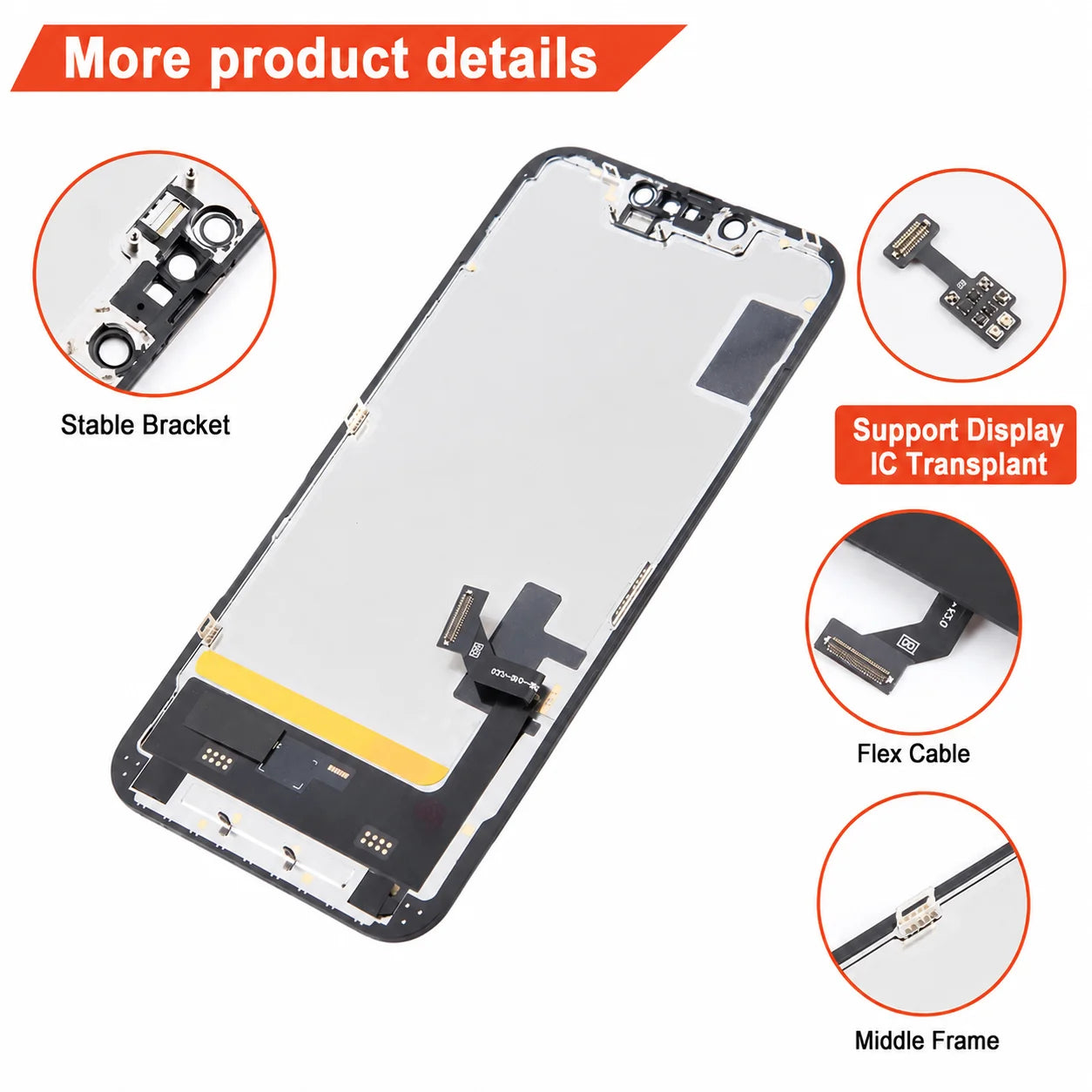 RJ Flexible Soft OLED Display for Iphone 12 13 14 15 16 Pro Max Plus Screen Touch Digitizer Assembly