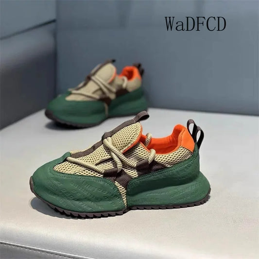 Chunky Sneakers Men Designer Cover Bottom Board Shoes Fashion Casual Leather Fabric Breathable Increased Internal Platform Shoes