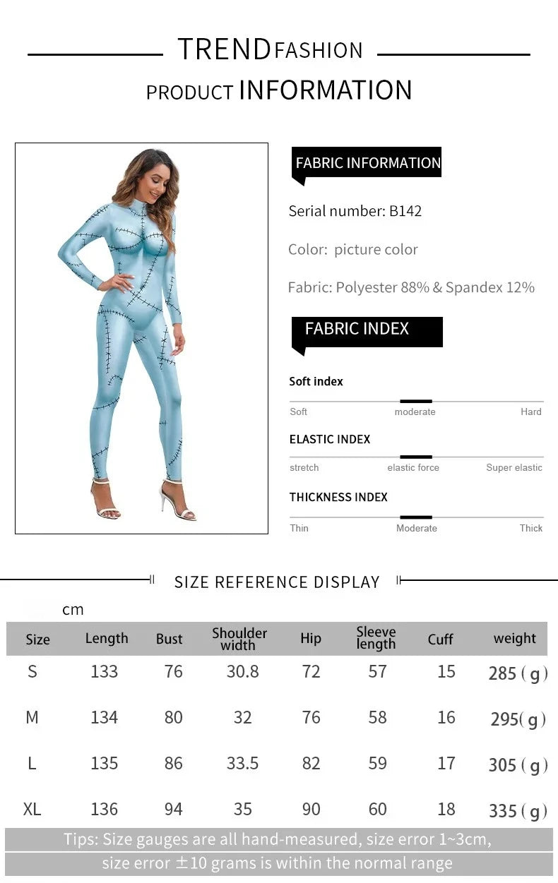 Halloween Cosplay Costume For Women Sally Printed Dresses Party Costume Zenti Carnival Bodysuits Dress Up Female Women Leggings
