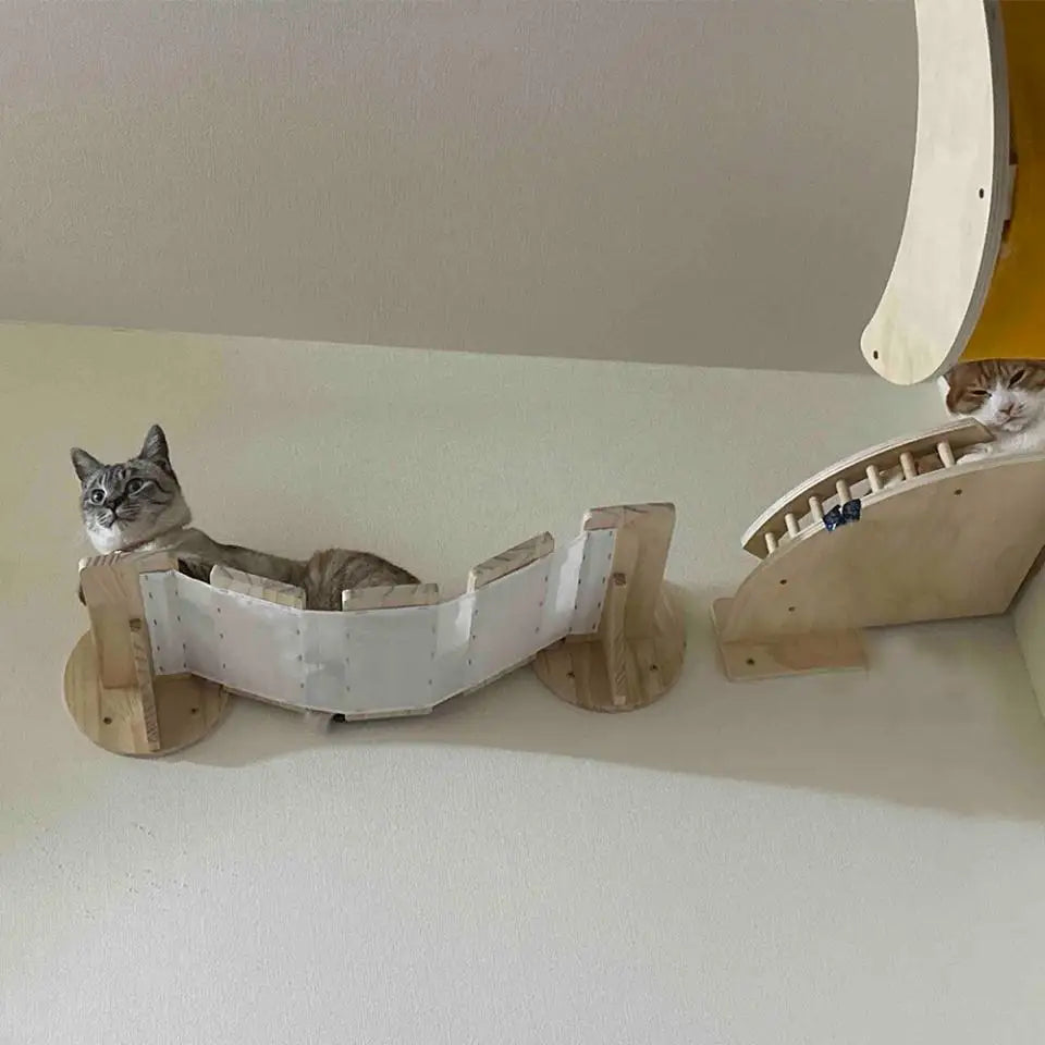 Cat Climbing Shelves Wall Mounted Cat Tree Sisal Scratching Post Cats Hammock House Jumping Platform Rope Ladder Pet Furniture