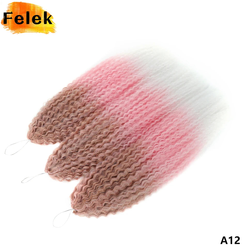 3-7Pcs Synthetic Brazilian Crochet Braids Hair for Women 20-28" Ombre White African Curls Kinky Curly Braiding Hair Extensions