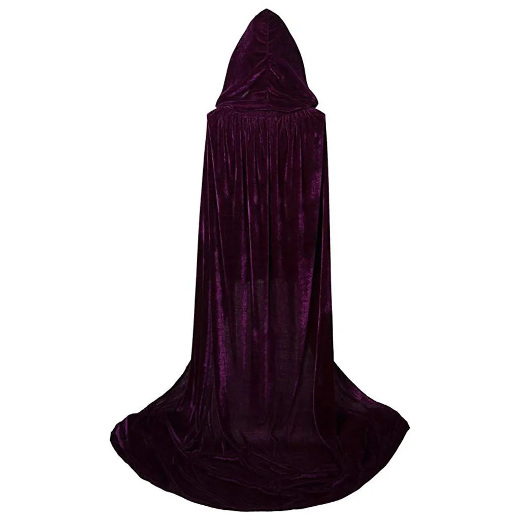 Halloween Costume Unisex Cosplay Death Cape Long Hooded Cloak Wizard Witch Medieval Cape S-Xl Black White Red Coffee Blue