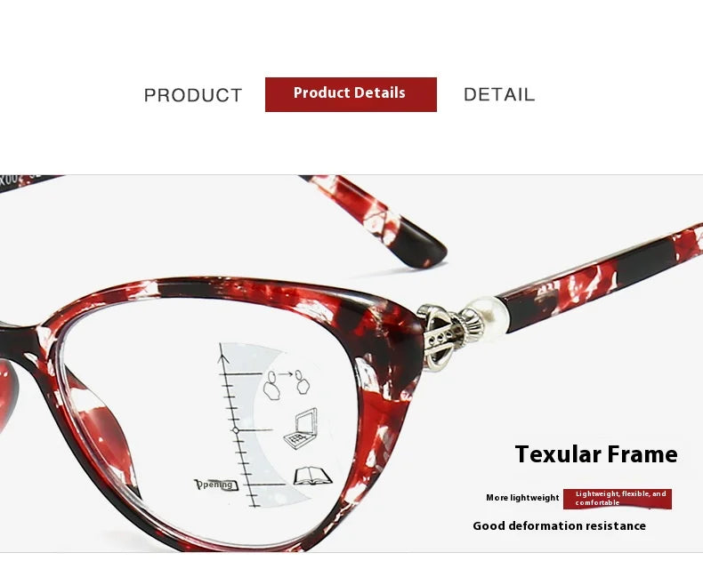 Progressive Multi Focus Anti Blue Light Reading Glasses, Fashionable Dual-purpose Reading Glasses for Both Near and Far Use