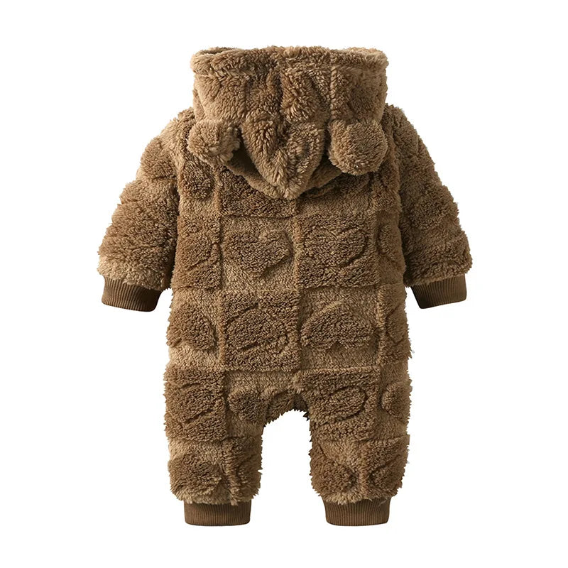 0-18 Months Newborn Baby Romper Winter Thicken Flannel Warm Clothes Infant Boy Girl Oneies Pyjamas Kids Cute Hooded Jumpsuits