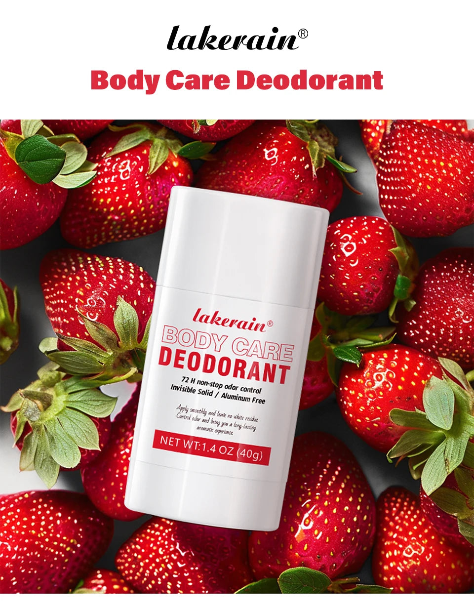 Lakerain Body Care Deodorant Long-Term Odor Control Natural Ingredients Aluminum-Free Sweet Fruity Aroma  Full Body Deodorant