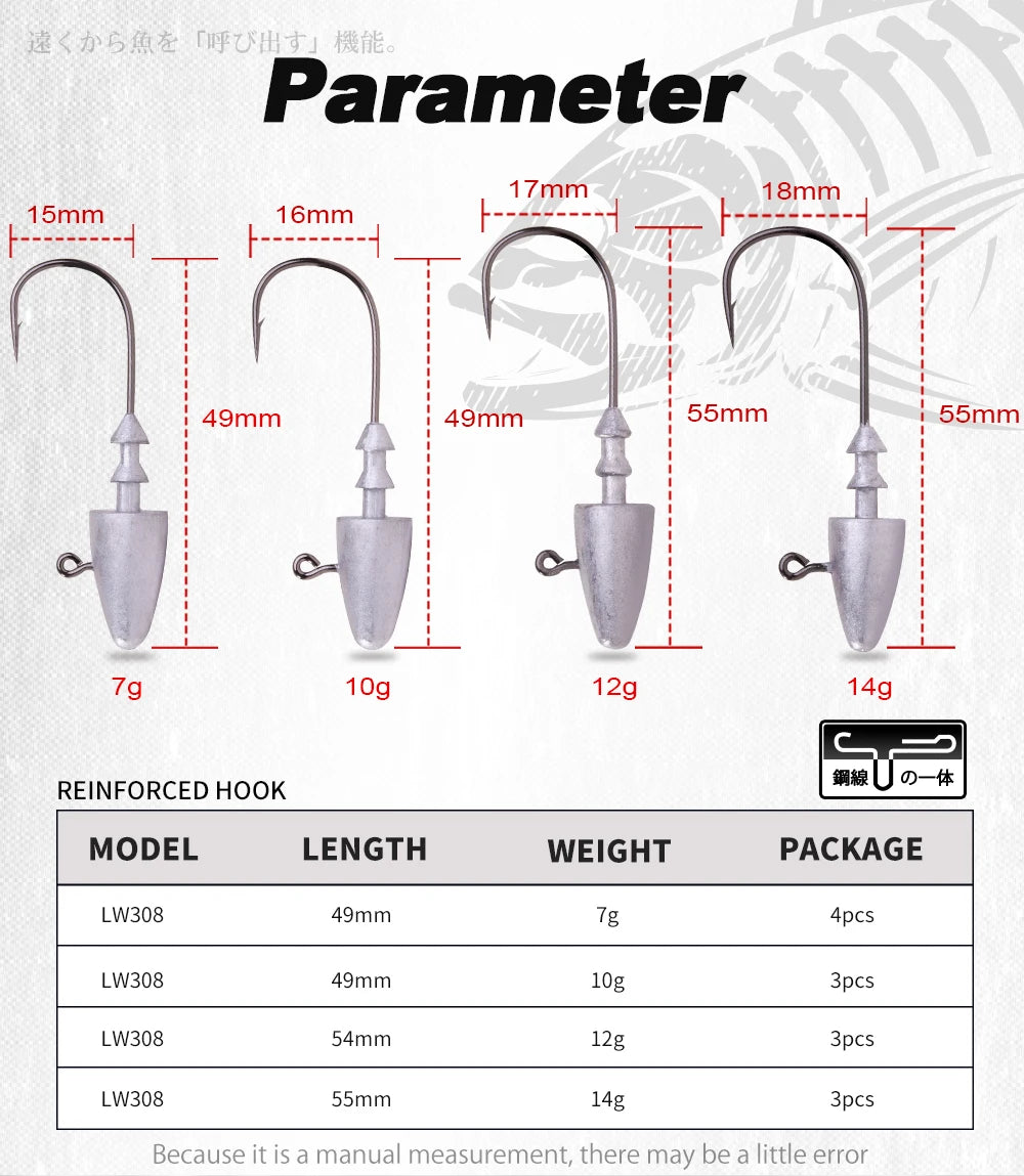 Hunthouse 7g 10g 12g 14g Dart Jig Head Fishing Hook For Soft Lure Sharp High Carbon Steel Fishhooks Equipment Gear Tackle LW308
