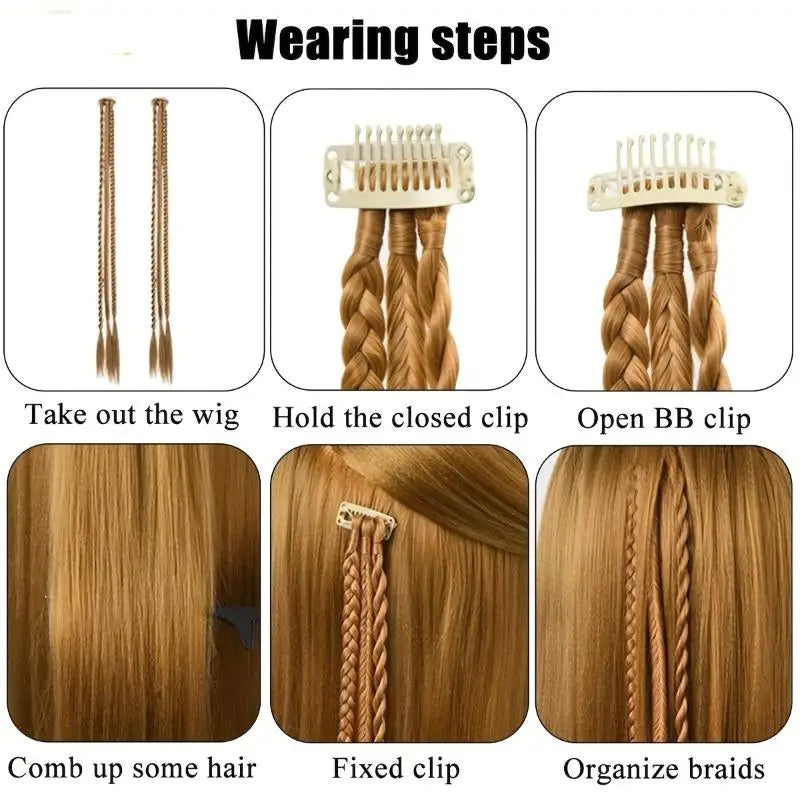 1Pairs Synthetic Wig Braids With Clip Boxing Braid Dreadlocks Clip In Hair Extension Dirty Braids Boxer Braid Hair Pieces