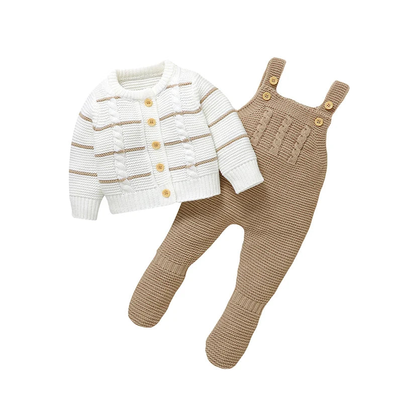 Winter Baby Clothes Sets Autumn Casual Long Sleeves Sweaters Jackets+Rompers Infant Boys Girls Outfits 2Pcs Knitted Toddler Wear