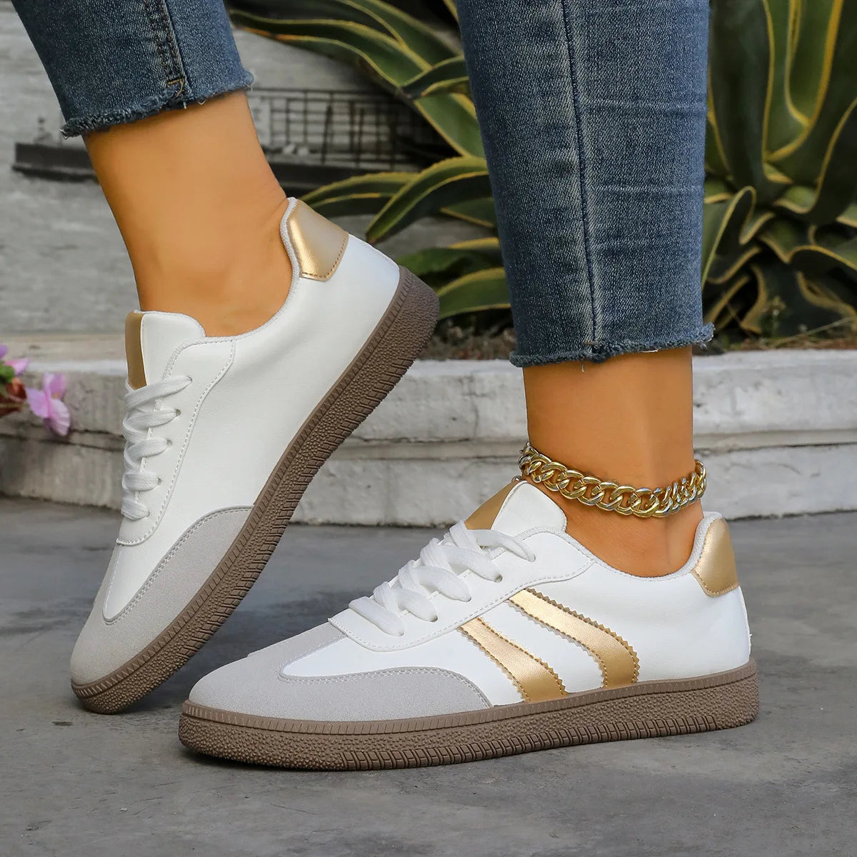 Spring Autumn Platform Sneakers Women Fashion Mixed Colors Lace-Up Sport Shoes Woman Comfortable Non Slip Flat Trainers Female