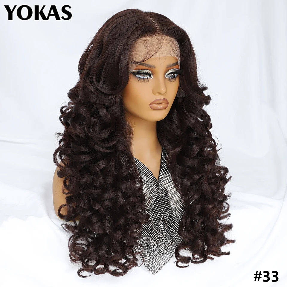 Lace Frontal Wigs 13X6 Synthetic Curly Lace Frontal Wigs With Bangs For Afro Women Pink Blonde Women Wigs With Baby Hair Latisha