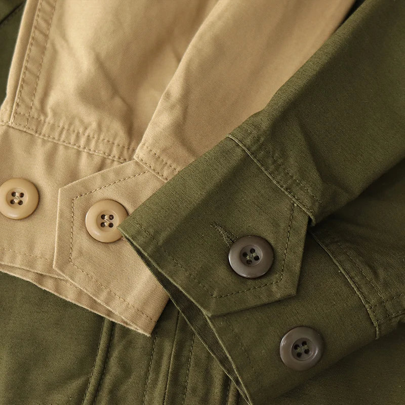 Autumn New American Retro Twill Embroidery Cargo Deck Jacket Men's Fashion 100% Cotton Washed Multi-pockets Casual Loose Coat