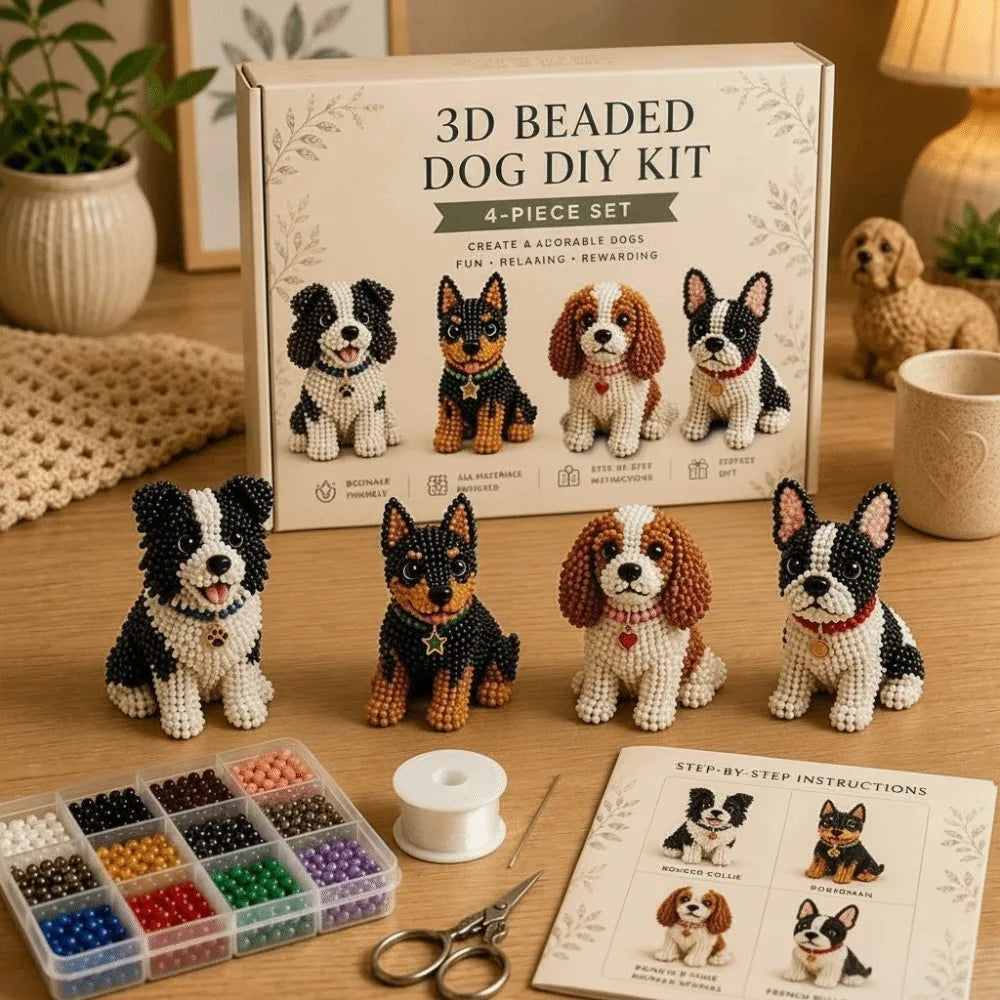 Tiny Beads 3D Beaded Animal Kit Cute Design Animal Shape Handmade Bead Art Kit Creative Craft DIY Bead Craft Kit