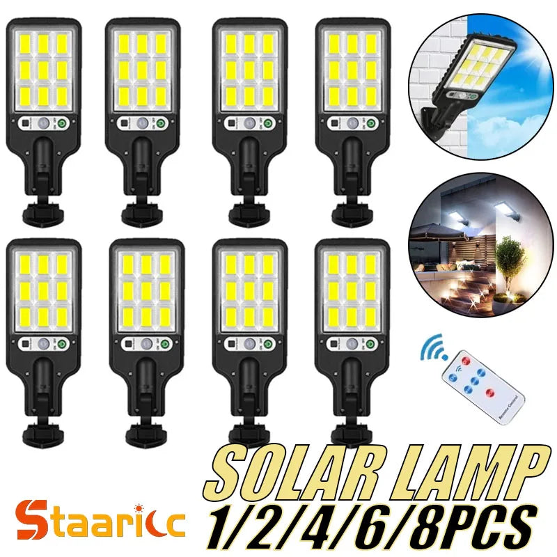 Powerful LED Solar Outdoor Courtyard Wall Lamp Rechargeable Induction Solar Garden Light Terrace Garage Door Street Lighting