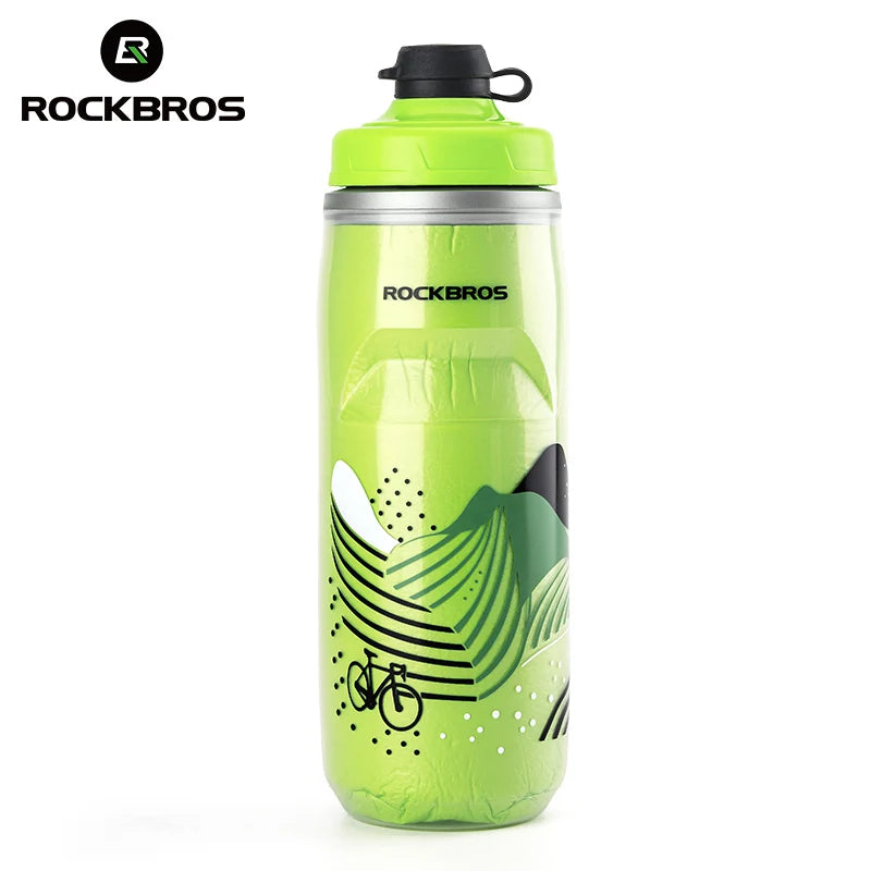 ROCKBROS 620ml Cycling Water Bottle Cold Water Insulated Thermal Silicone Bottle Outdoor Sports MTB Road Bike Bicycle Bottle