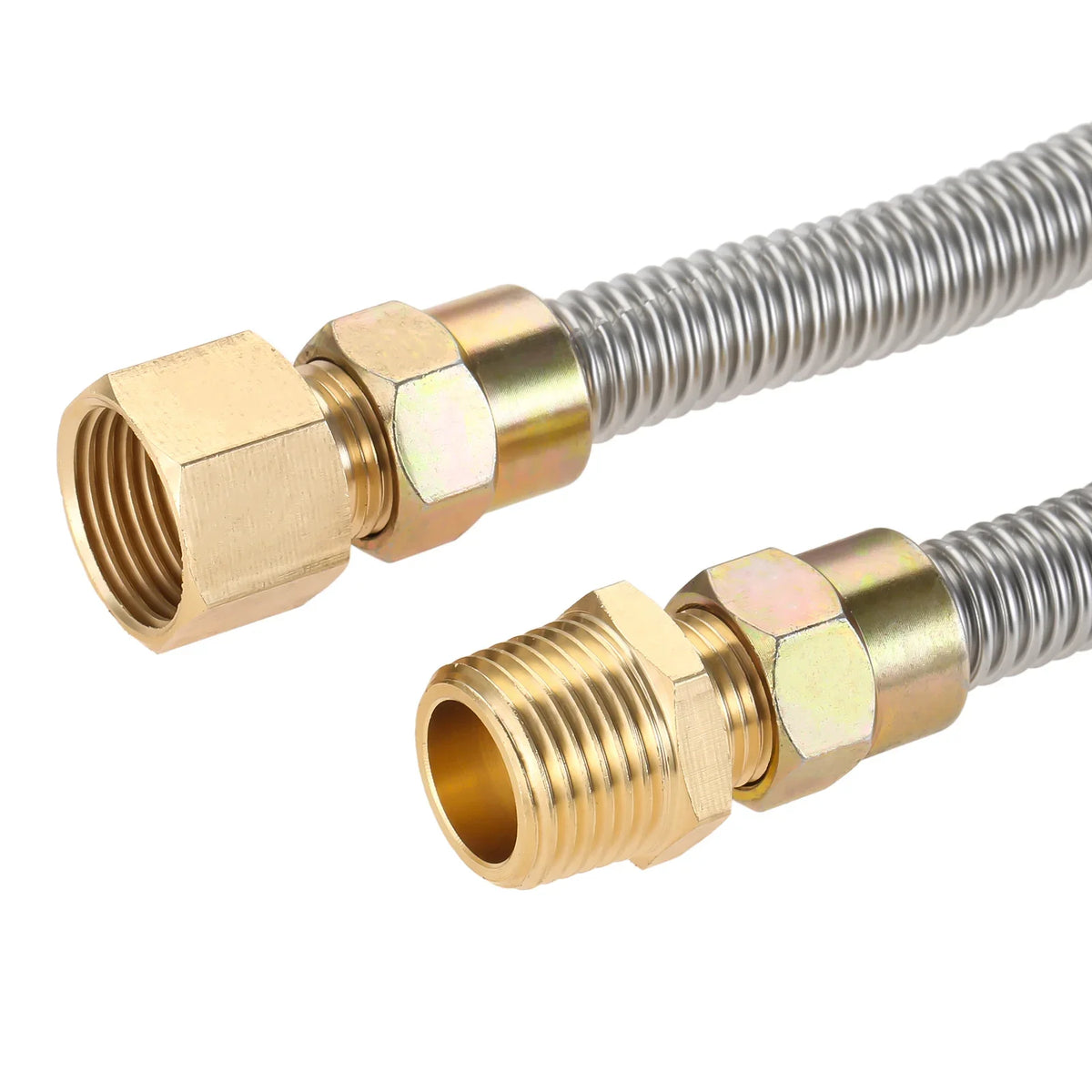 1pc Propane Fire Pit Corrugated Hose Tube Stainless Steel 24" Corrugated Pipe +Adapters 1/2" NPT Male/Female Strove 3/8" Connect