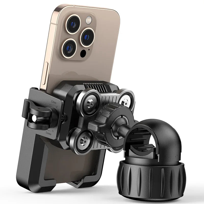 New Motorcycle Phone Mount with Vibration Dampener - 30s Tool-Free Install & Quick Lock, Universal for Bike/MTB, Fit 4-7" Phones