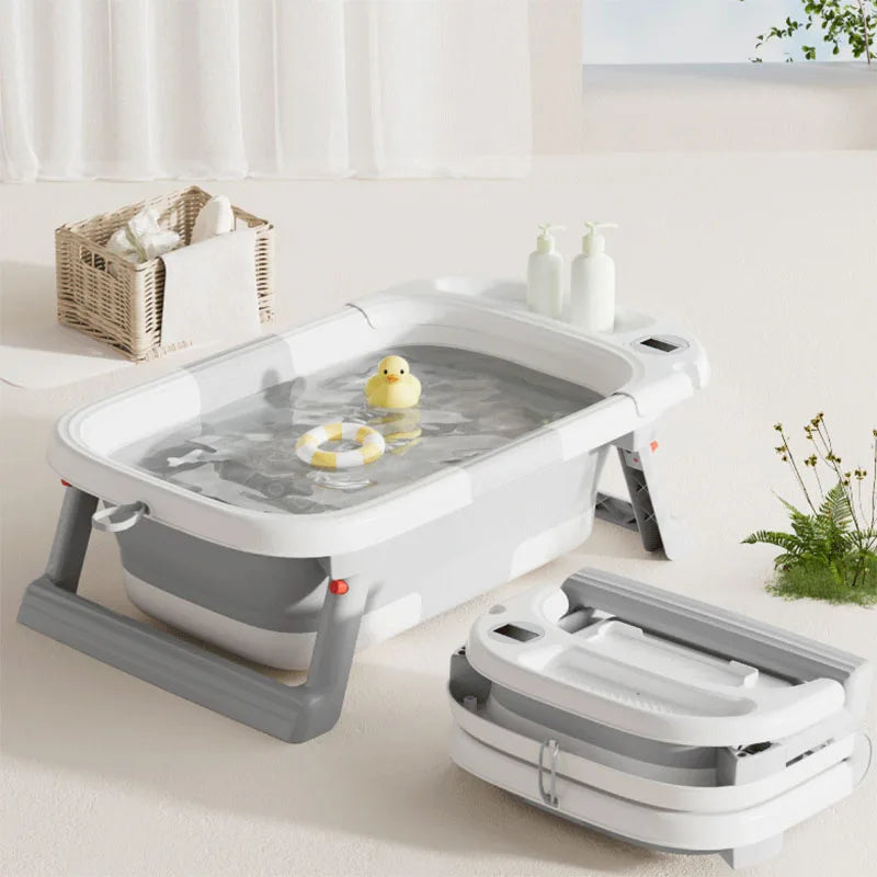 Baby Bathtub,Baby Bath Tub with Soft Cushion & Thermometer,Baby Bathtub Newborn to Toddler 0-36 Months,Portable Travel Baby Tub