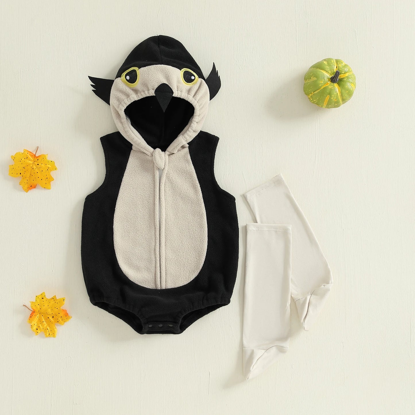 Lovely Chick Romper Baby Boy Girl Halloween Costumes Animal Cosplay Hoodie Romper Jumpsuit Bodysuit Stripe Leg Warmers