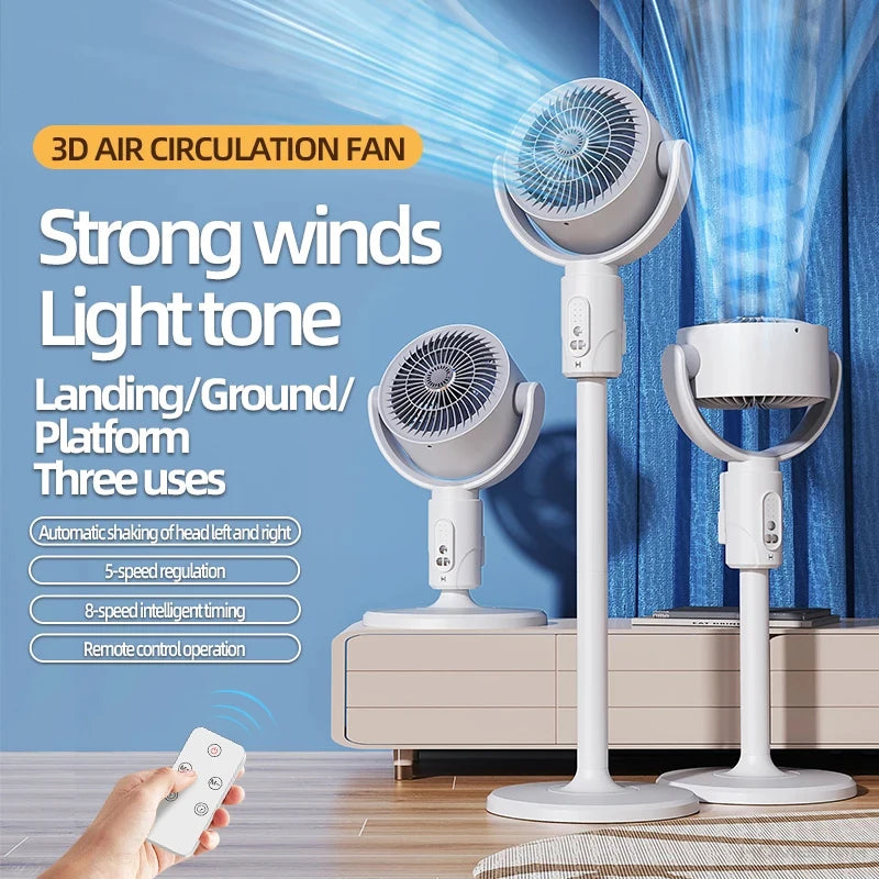 360 Circulation Quiet Powerful Floor Fan,Standing Smart Fans,with Remote Control Adjustable Height