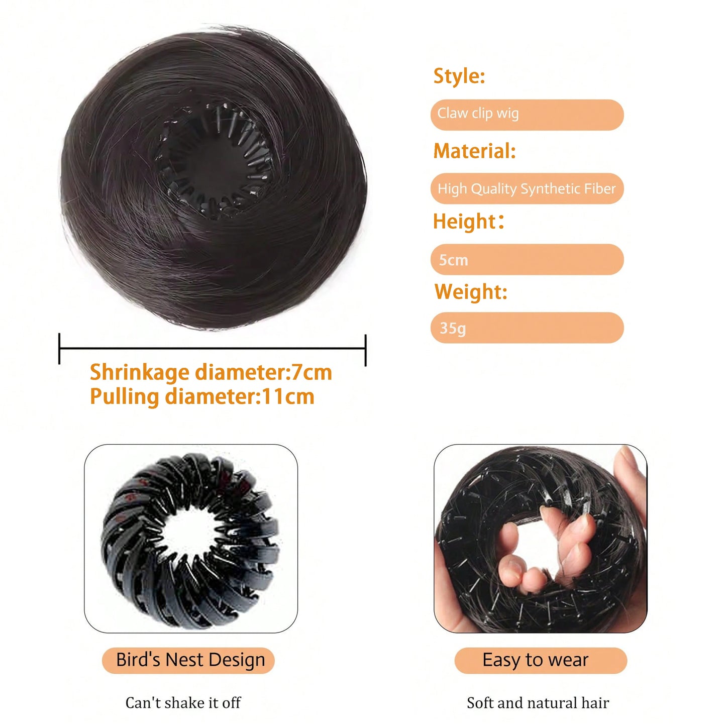 Women Fake Hair Elastic Band Bun Headband Easy to Shrink Puffy Hair Simulation Hairdressing Tool Bun Style Hairband by Mr.Magic