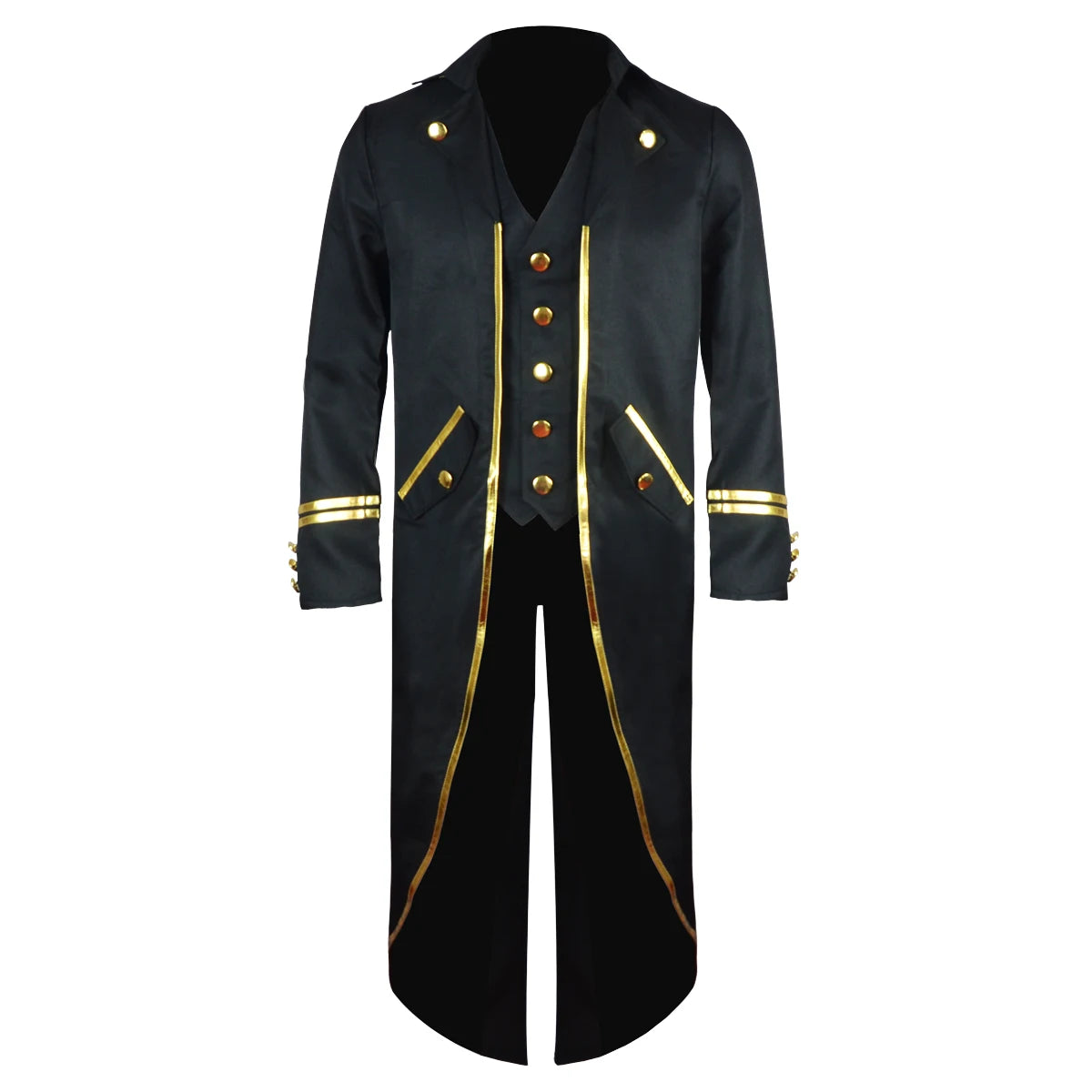 Halloween Costume Men Tuxedo Medieval Vintage Costume Male Mid-Length Punk Vintage Gilt Tuxedo Stage Performance Clothing