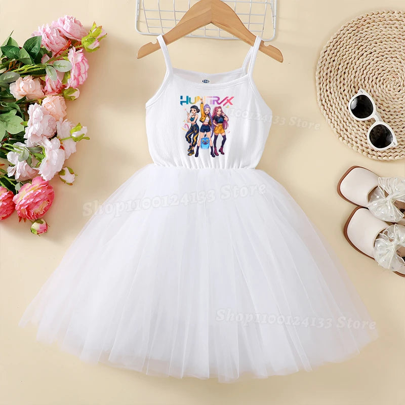Demone Hunter Girls Baby Dress Skirts Summer Cute Anime Harajuku Princess Y2K Kawaii Clothes Kids Tutu Puffy Skirt Birthday Gift