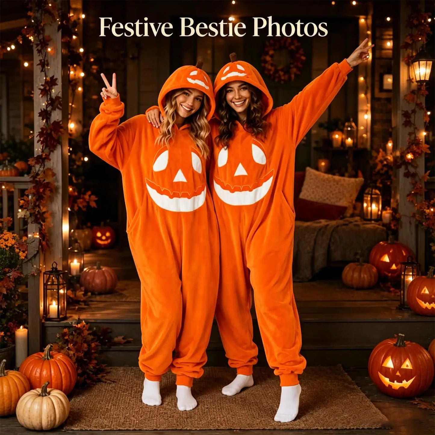 Halloween Pumpkin Costume Soft Breathable Hooded Jumpsuit Halloween Pumpkin Hooded Jumpsuit For Cosplay Concert Party Home