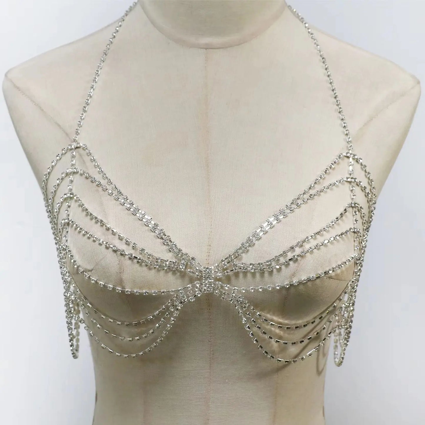 1Pcs Sexy Chest Chain Bra Body Chain Jewelry for Women Body Harness Tassel Body Chain Decoration Nightclub Rave Accessories