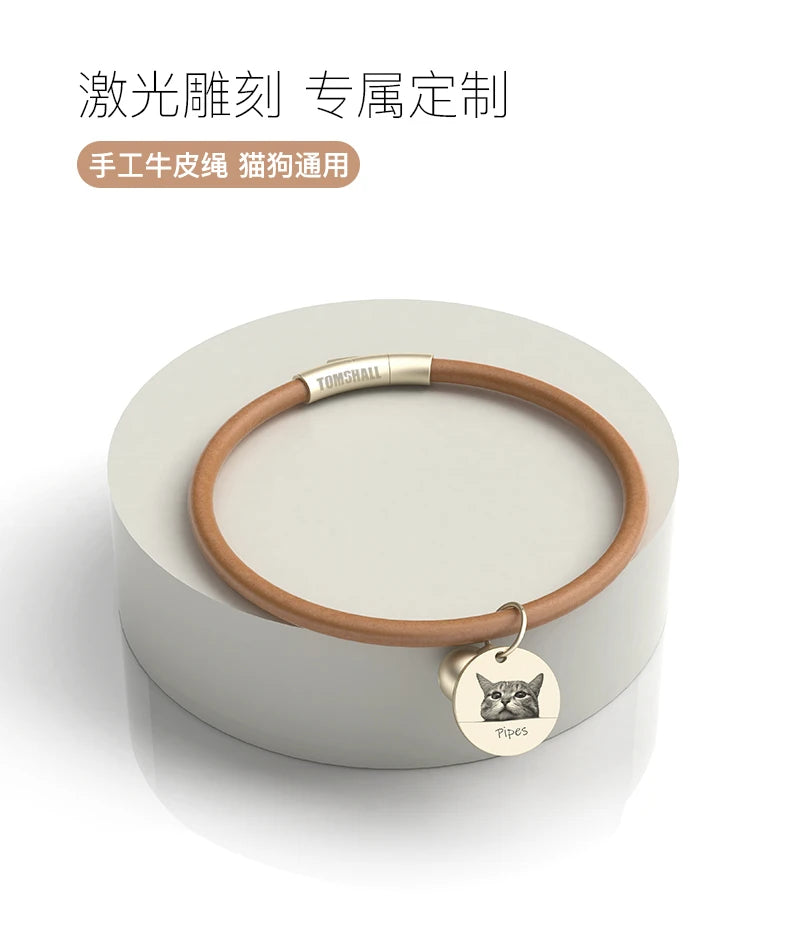 Custom Lettering Leather Cat Collar Katten Accessories Small Dog Collar and Tag Set  Collares Para Gatos Dogs Accessories