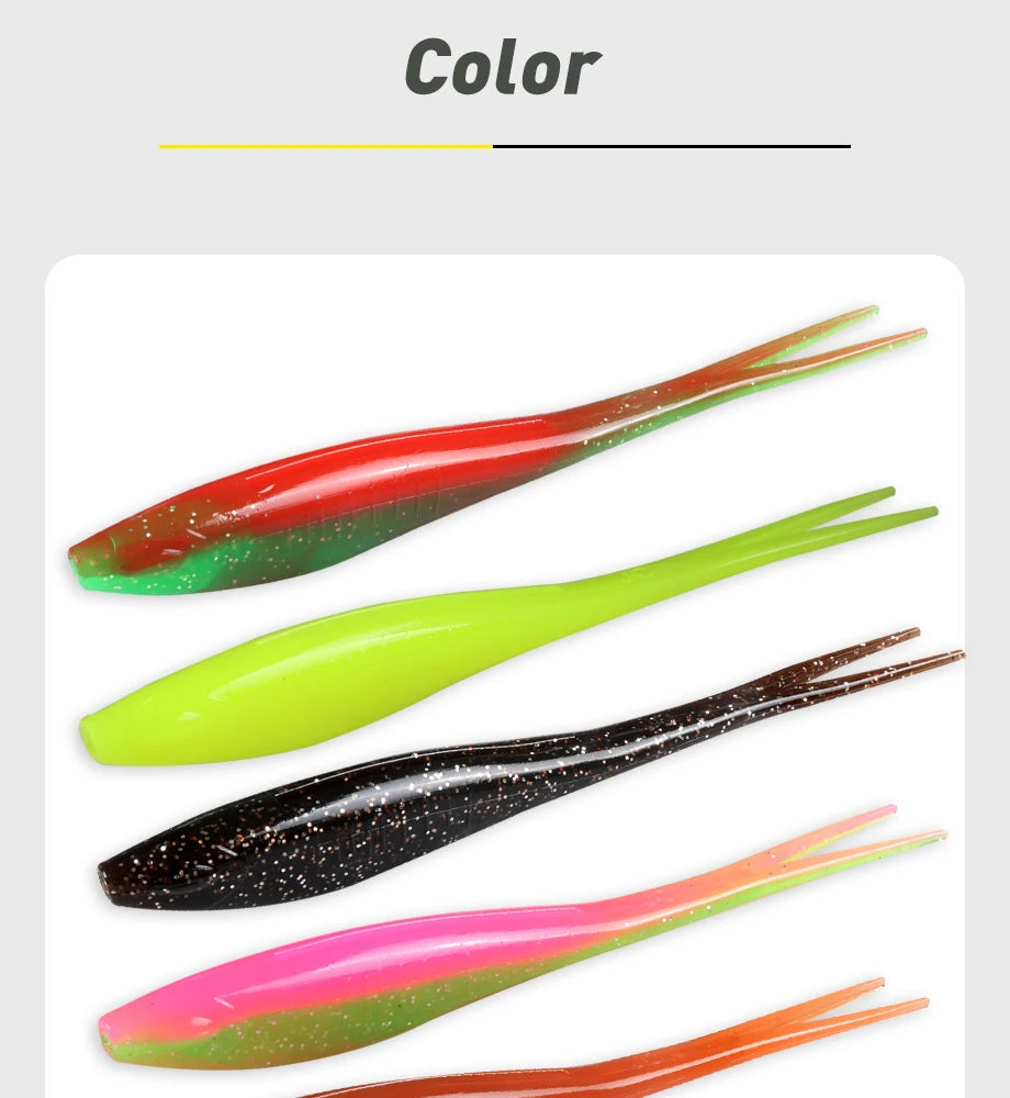 JOHNCOO 3pcs Floating Drop Shotting Soft Bait Fishing Lure 180mm V-shape Split Tail Swimbait Worm Topwater 18g