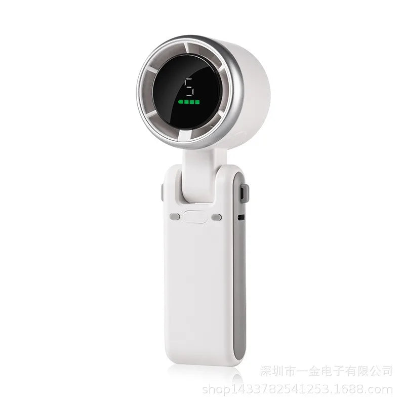 Portable Handheld Electric Fan 5 Speeds Adjustable Turbo 3600MAH Battery Fans LED Display Rechargeable Ice Cooling Personal Fan