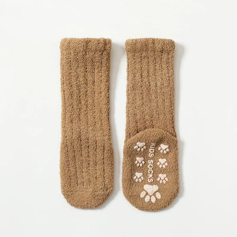 Winter Children Socks Non-slip Baby High Tube Socks Warm Plush Thicken Toddler Boys Girls Middle Tube Sock for 0-4 Year