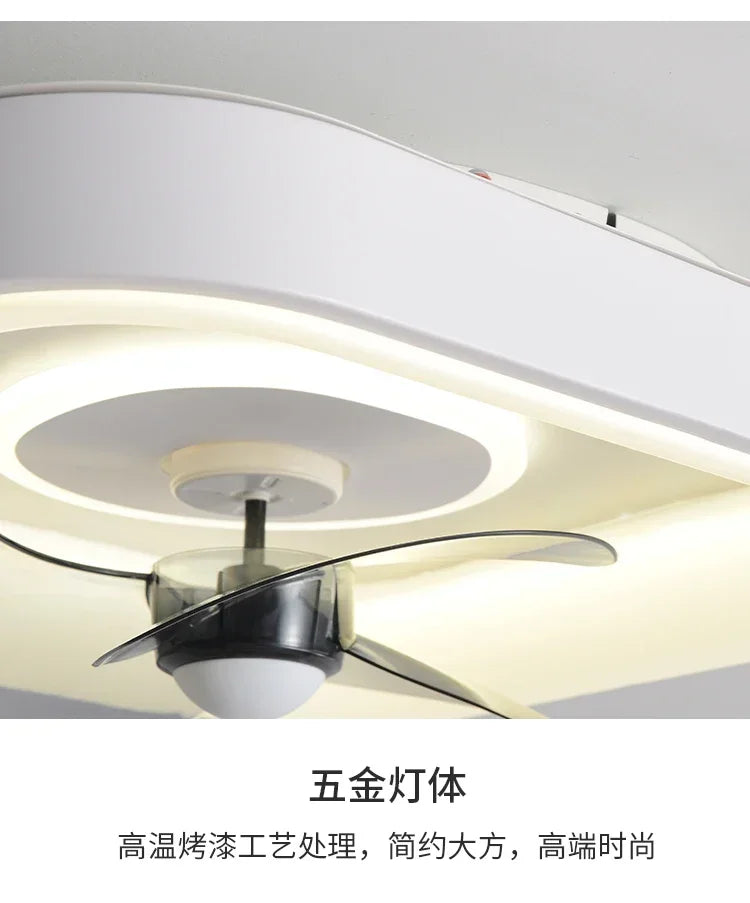 Bedroom fan lamp minimalist round modern minimalist dining room fan integrated master bedroom ceiling lamp electric fan 220V