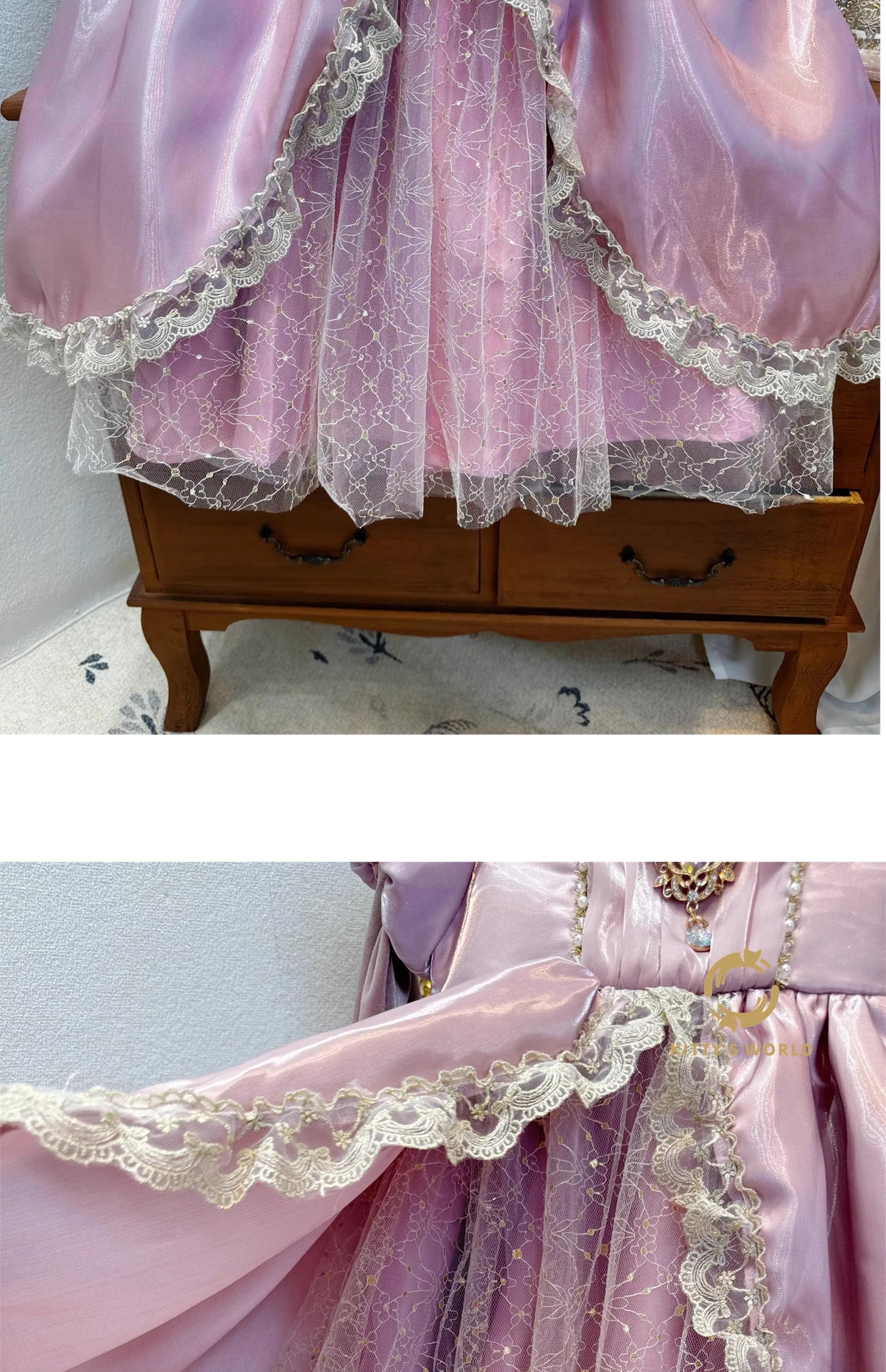 Kids Pink Aurora Princess Lolita Dress Halloween Costume Girl Sleeping Beauty Princess Cosplay Birthday Party Dresses for 2-12Y